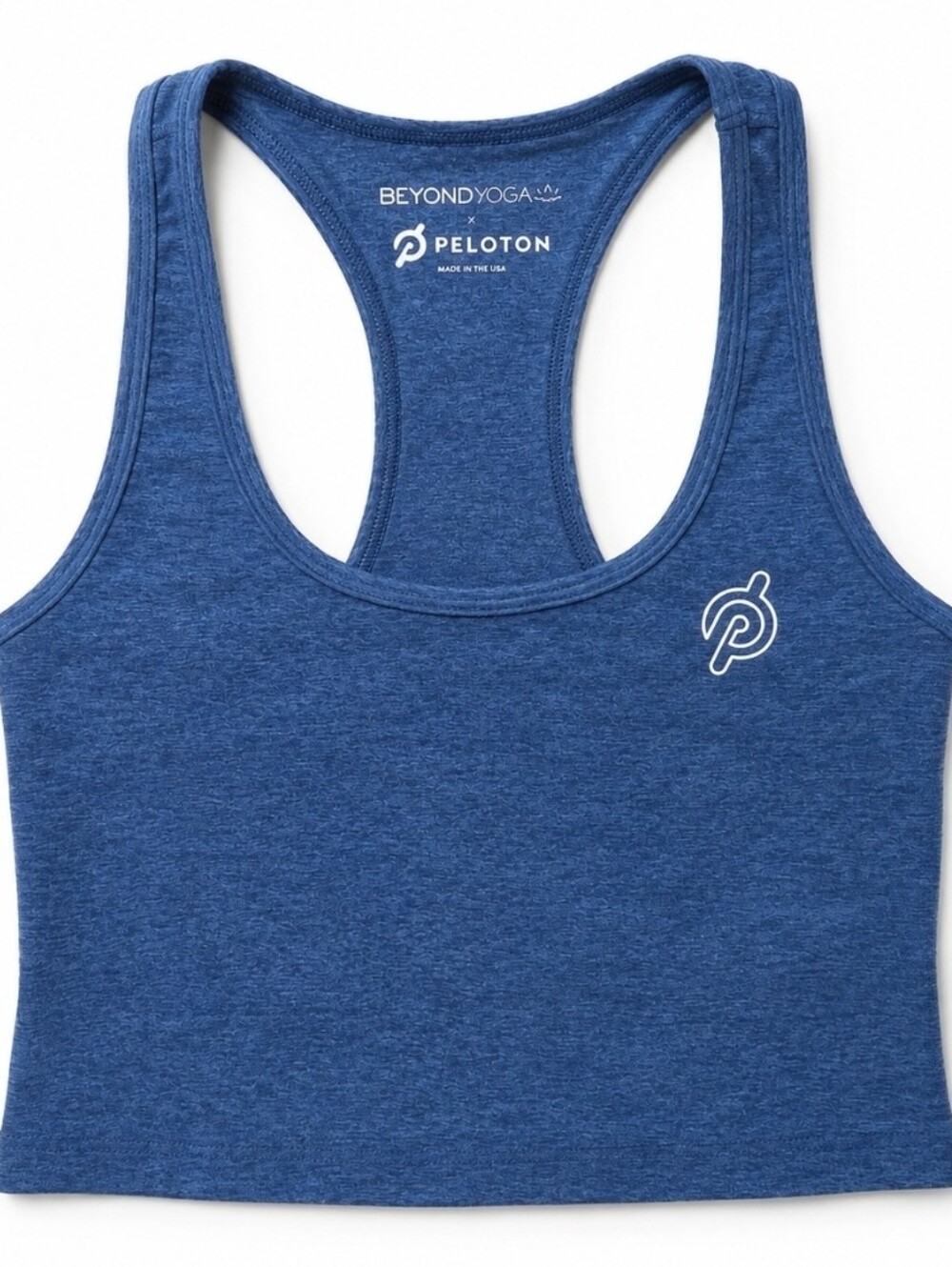 Beyond Yoga x Peloton Blue Spacedye Racerback Crop Tank Sports Bra